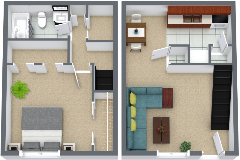 Floor plan for 1 bed, 1 bath, 620 sqft